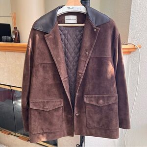 Remade Rose brown suede leather jacket with quilted lining